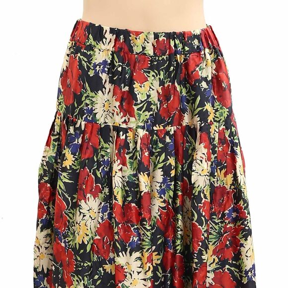 The Great Floral Printed Maxi Skirt Pleated Pull-On Flowy Swingy S NEW 282454 - Picture 2 of 4